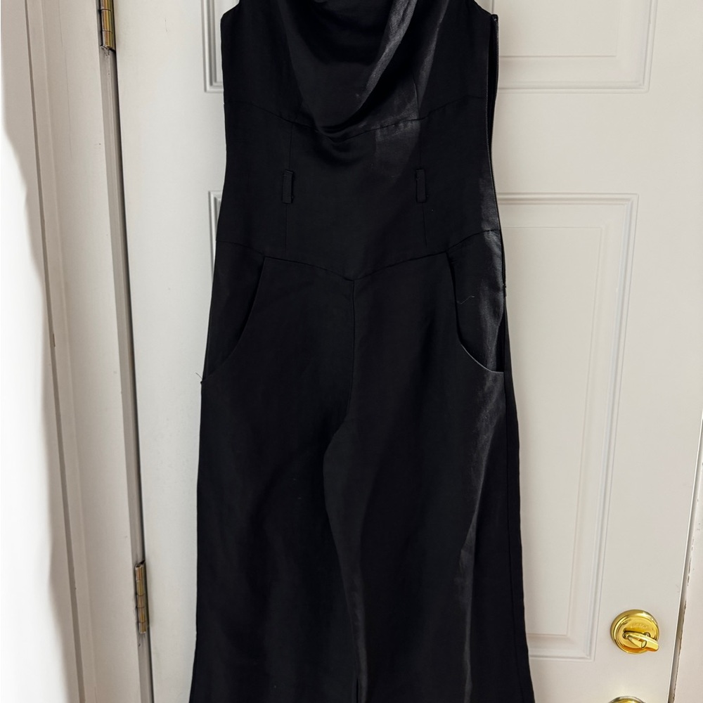 Black Halo Black Linen Jumpsuit